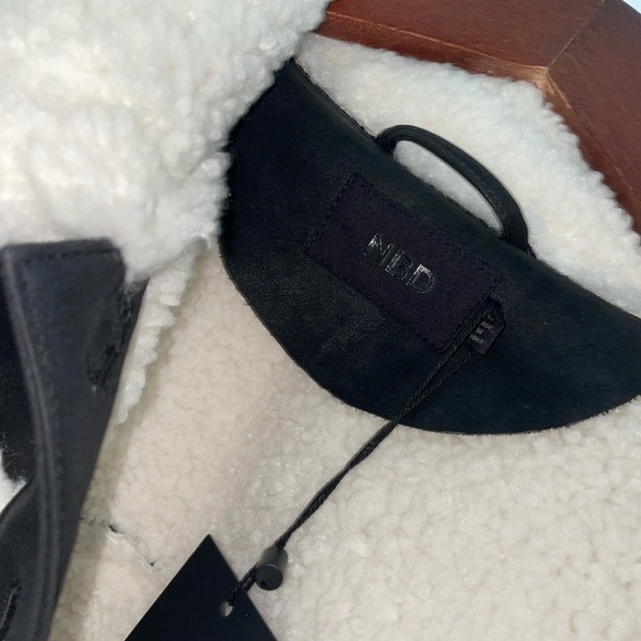 Revolve NBD Dolly Faux Shearling Jacket in Black & Ivory - Picture 7 of 16